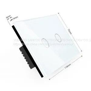 US Two Gang One Way 12V Crystal Glass Panel Touch Light Switch thumbnail-3