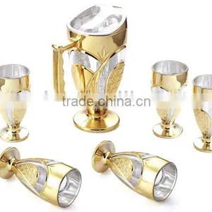 High Quality Electroplate Glass Set,1.5L Jug and 9oz Mould Glass,7pcs of Gold Plated Glass Set thumbnail-1
