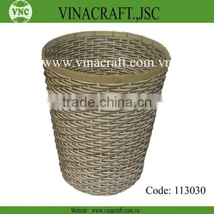 VINTAGE OFFICE BAMBOO WASTE BASKET thumbnail-1