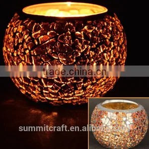Unique Mini Tealight Mosaic Glass Candle Holder thumbnail-2