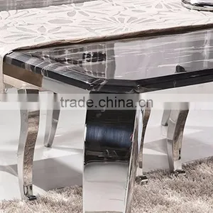 Marble Top Stainless Steel Dining Table Set for Living Room Furniture thumbnail-6