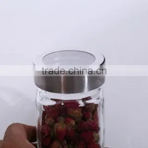 6oz Clear Sqaure Glass Spice Jars With Metal Screw Top Lid for Packaging thumbnail-3