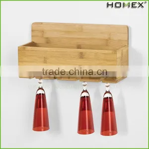 Bamboo Wall Mounted Wine Rack/hanging Wine Glass Rack Homex-BSCI thumbnail-1