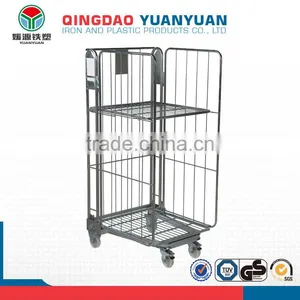 Storage Sided Roll Trolley Logistics Container Pallet 3 Sided A-Frame Nestable Roll Cage Rolling Metal Storage Cage thumbnail-1
