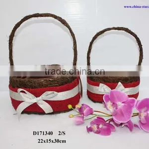 Rattan Christmas Basket With Ribbon thumbnail-1