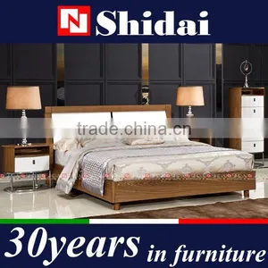 Midcentury White Headboard Walnut Modern Platform Bed Frame B-826 thumbnail-1