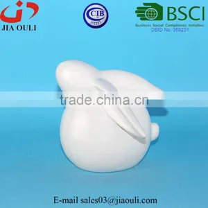 QUANZHOU BSCI Audit Factory Fat Sitting Rabbit Figurines, White Ceramic Bunny thumbnail-1