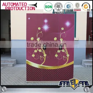 Indian Bedroom Wardrobe Designs 3 Door Steel Wardrobe Cabinet With Lock thumbnail-5