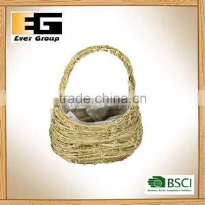 Rattan Hand Basket Shape Flower Pots For Garden Planer thumbnail-2