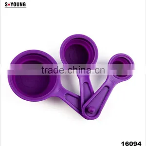 16094 SILICONE MEASURING CUPS SET CUP SPOON KITCHEN TOOL COLLAPSIBLE BAKING COOK thumbnail-1