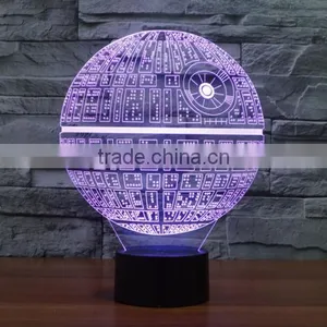 3D Death Star LED Night 7 Color Change Touch Switch Table Desk Lamp Light thumbnail-2