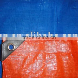 Plastic Woven Sheet, Eyelets Blue Orange Woven Sheet thumbnail-1