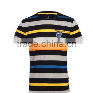 Mens Bulk Sale Plain Stripe Cotton t Shirt thumbnail-1