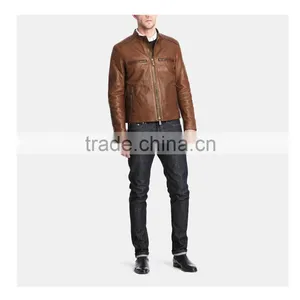 Retro Racer Leather Jacket thumbnail-4