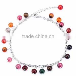 Diy Tourmaline Stone Beads Anklets Handmade Chip Semi Precious Stone Anklets Bracelets for Women Foot Jewelry thumbnail-4