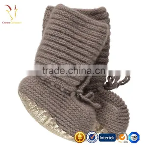 Booties Gold Biscuit Flat Baby Knitted Cashmere Infant Booties/Shoes thumbnail-1