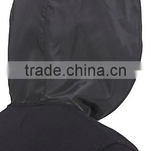 Black Rib-knit Virgin Wool Zip-front Hoodie Styled With Tech-fabric Elbow Patches thumbnail-4
