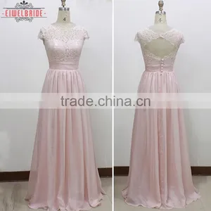 Long Floor-length White Lace Chiffon A Line Bridal Dress thumbnail-1
