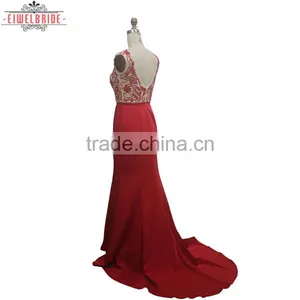 Custom Beading Dress Elegant Red Evening Dress thumbnail-4