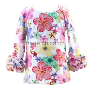 2017 Summer New Design Print Pattterns Wholesale Cotton Knit Ruffle Baby Girls Cheap Boutique Kids Clothes thumbnail-4