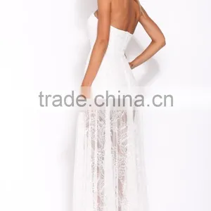 Custom White Lace Dress/White Lace Half Sleeve Dress/White Lace See-through Prom Dress Wholesale Dress thumbnail-6