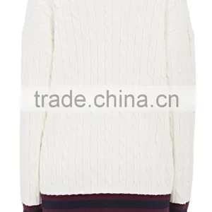 Wholesale Pure White V-Neck Rib-Knit Cashmere Women Sweater With Buttons Fastening and Slant Pockets thumbnail-4