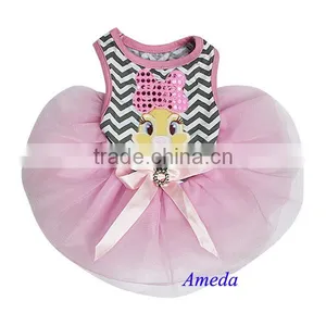 Easter Bunny Bow Gray Chevron Pink Tutu Pets Small Dogs Clothes Party Dress XS-L thumbnail-1