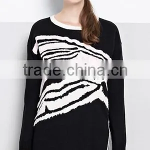 Best Price Two Colour Batwing Sleeve Woolen Sweater Design for Ladies thumbnail-2