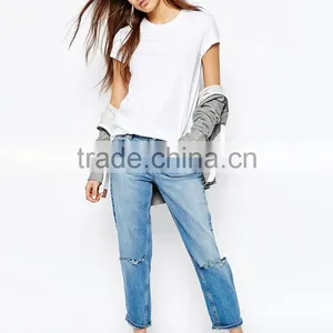 Guangzhou Shandao OEM Factory Summer Plain O-neck Short Sleeve 180g 40% Cotton 60% Polyster White Blank Women T Shirt thumbnail-4