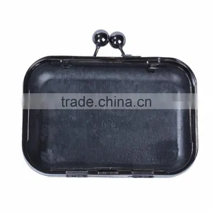 Iron Based Alloy Kiss Clasp Purse Frame Ball Gunmetal Rectangle 15.5cm(6 1/8") x 13.3cm(5 2/8"), 1 Piece thumbnail-3