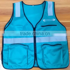 Cheap Safety Fluorescent Blue Reflective Vest With Pockets thumbnail-3