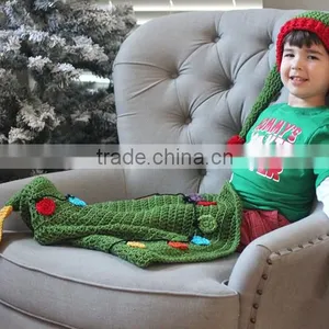 Kid Diy Crochet Kit Christmas Tree Tail Blanket and Elf Hat thumbnail-3