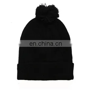 Plain Black Fun Custom Pompom Beanie Hat thumbnail-2