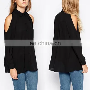 China Supplier Fashion Blouses 2015 / Dongguan Cold Shoulder Women Blouse / Clothing Manufacturers Chiffon Style Blouse thumbnail-1