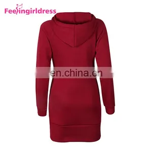 Elegant Fashion 5 Color Long Sleeve Ladies Hoodie Dress Mini Length Women Winter Sweater Dress thumbnail-6
