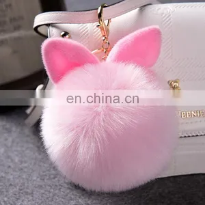 Cute Rabbit Ear Hair Ball Ornaments Fashion Fur Bag Pendant Plush Keychain thumbnail-2