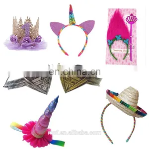 2018 New Design Headwear Flower Unicorn Hairband Cospay Troll Headband With Hair for Kids thumbnail-1