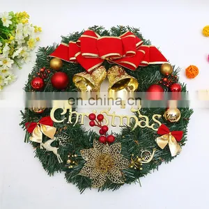 A039 Christmas Wreaths Berries Red Fruit Bow Knots Ornaments Window Arrangement Door Hanging Green Garland Christmas Gifts thumbnail-1