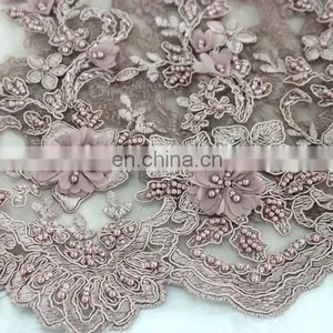 China Suppliers Handwork Embroidery Designs/handwork Beaded Lace Fabric/handwork 3d Embroidery Lace Fabric for Wedding Party thumbnail-2