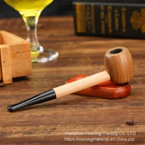 140mm Length Wooden Resin Short Tobacco Pipe With Popeye Solid Wood Head for Smoking thumbnail-2