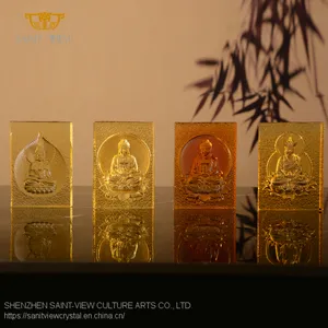 Customization Liuli Crystal Glass Craft Interior Home Buddha Brick Sculpture thumbnail-1