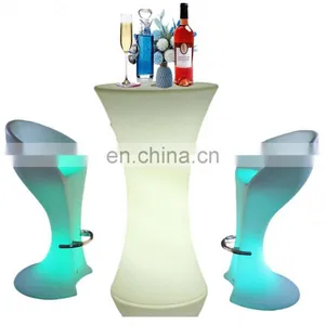 Modern Plastic Led Lighted up Furniture Led Table Chair Set / Led Bar Table and Chairs thumbnail-3