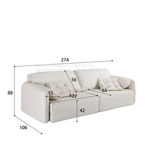 New Modern Minimalist Elephant Ear Sofa Bed Leather Nordic Living Room Straight Row Size Apartment Smart Sofa thumbnail-5