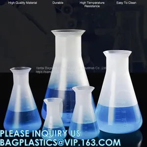 50ml 100ml 250ml 500ml 1000ml Laboratory Narrow Neck Plastic Erlenmeyer Flask, Narrow Neck Flask Erlenmeyer Flask With Lid thumbnail-1