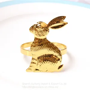 Embossed Gold & Silver Plated Rabbit Napkin Holder Ring For Restaurant Table Decoration thumbnail-4