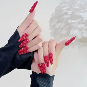 Cross-border European and American Ins Blue Full Diamond Chain Design Hot Girl Handmade Wearing Armor Press on Nails SUJB Wholesale thumbnail-3