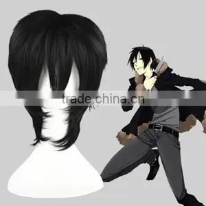 High Quality 35cm Short Straight DuRaRaRa -Orihara Izaya Black Synthetic Anime Wig Cosplay Costume Hair Wig Party Wig thumbnail-1