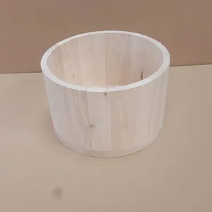 Wooden Open Barrel Wooden Barrel Glass Bottle Wooden Base Wooden Cylindrical Barrel thumbnail-1