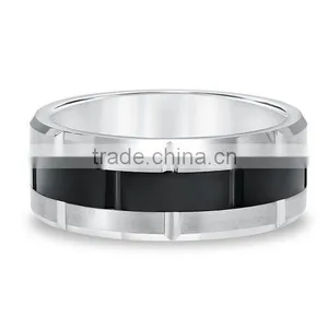 Top Grade Pure Tungsten Ring for Men Black Ring 8mm thumbnail-1