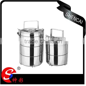 Stainless Steel Color 2 Layers Hot Lunch Box/ Insulated Tiffin Hand Pot/ Food Carrier thumbnail-1